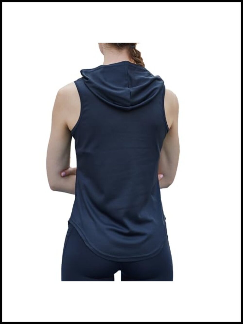Women's Workout Hooded Tank Top Quick Dry Gym Sleeveless Hoodie Yoga Running